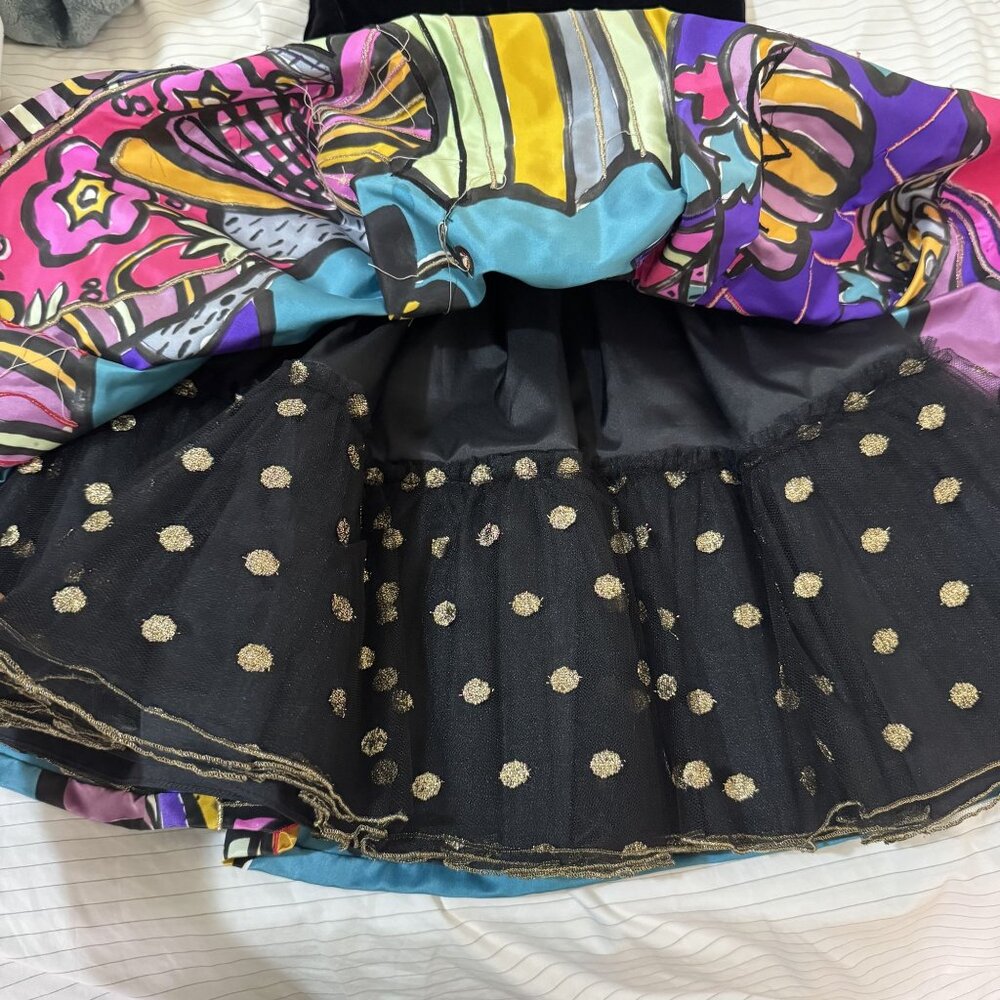 Vtg Sander Witlin Velvet Bustier Abstract Print Cocktail Dress 80s Prom Party S - Picture 9 of 10